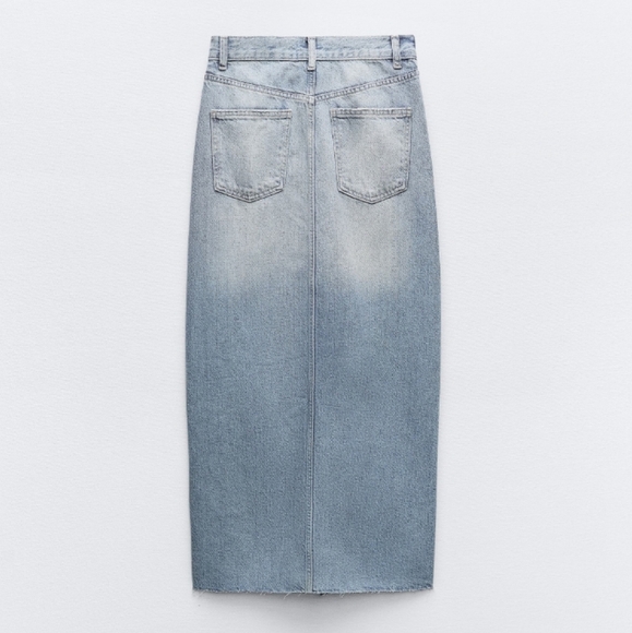 Zara Long Denim Slit Skirt size XS blue - Picture 9 of 15